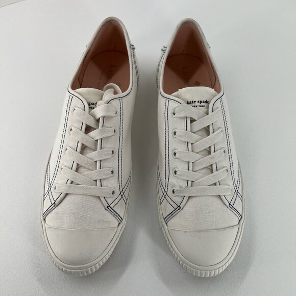 kate spade new york Shoes - Kate Spade Tommi Tennison Canvas Sneakers Womens 10 B Low Top Lace Up Flat White